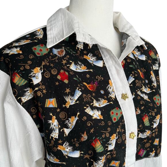Vintage Tap & Co Angel Holiday Button Up Shirt Small Christmas Casual - Picture 2 of 5